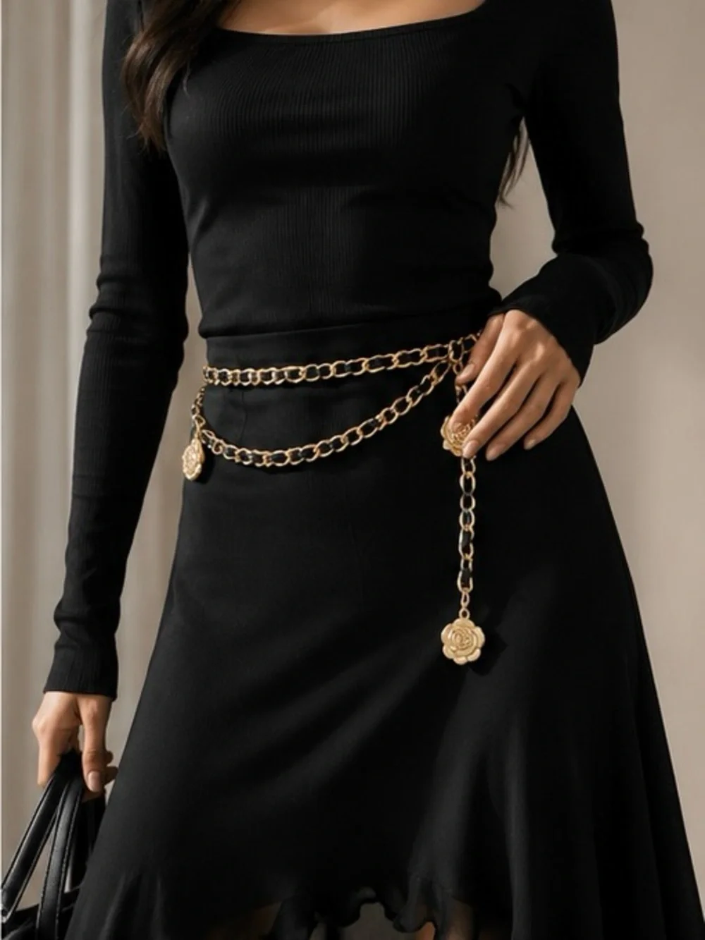 Gold Chain Floral Belt - Women Accessories